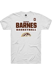 Sharod Barnes Western Michigan Broncos White NIL Stacked Box Short Sleeve Player T Shirt