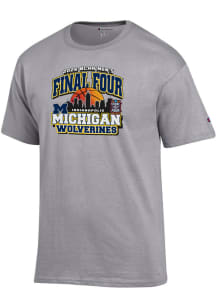 Champion Michigan Wolverines Grey 2026 Men's Basketball Final Four Bound Short Sleeve T Shirt