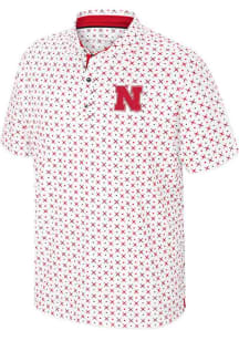 Colosseum Nebraska Cornhuskers Mens White Mayfield Short Sleeve Polo