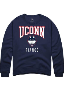 Summit Sportswear UConn Huskies Mens Navy Blue Fiancé Long Sleeve Crew Sweatshirt