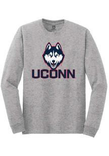 Summit Sportswear UConn Huskies Grey Primary Logo Long Sleeve T Shirt