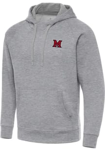 Antigua Miami RedHawks Mens Grey Victory Long Sleeve Hoodie