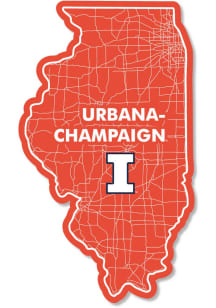 Illinois Fighting Illini 3.5" Watershed State Rugged Stickers - Orange