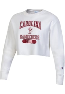 Champion South Carolina Gamecocks Womens White Reverse Weave Crew Sweatshirt