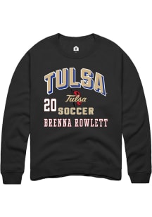 Brenna Rowlett  Rally Tulsa Golden Hurricane Mens Black NIL Arch Logo Long Sleeve Crew Sweatshirt
