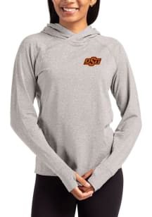 Cutter and Buck Oklahoma State Cowboys Womens Grey Adapt Knit Hood Hooded Sweatshirt