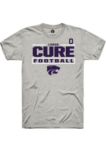 Linkon Cure K-State Wildcats Ash Football NIL Stacked Box Short Sleeve Player T Shirt