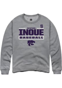 Shintaro Inoue  Rally K-State Wildcats Mens Graphite NIL Stacked Box Long Sleeve Crew Sweatshirt