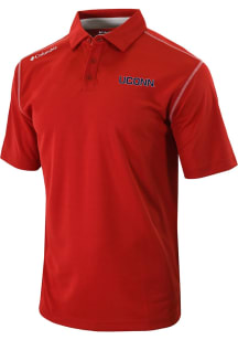 Columbia UConn Huskies Mens Red Heat Seal Omni Wick Shotgun Short Sleeve Polo