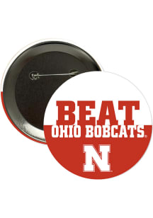 Nebraska Cornhuskers BEAT Ohio Bobcat 3 Inch Button - Scarlet Red