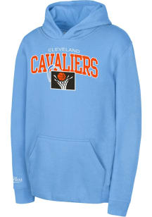 Mitchell and Ness Cleveland Cavaliers Youth Light Blue Logo Arch Long Sleeve Hoodie