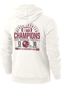 Indiana Hoosiers Mens Ivory 2025 Big Ten Football Champions Never Daunted Long Sleeve Hoodie