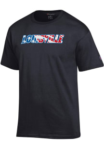 Champion Louisville Cardinals Black Flag Script Name Short Sleeve T Shirt