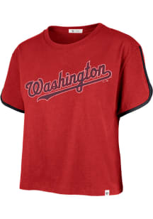 47 Washington Nationals Womens Red Dolphin Crop Short Sleeve T-Shirt