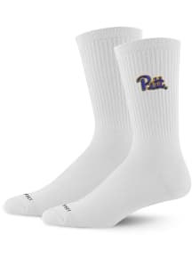 Pitt Panthers White Team Logo Youth Crew Socks