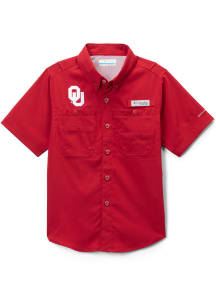 Columbia Oklahoma Sooners Youth Crimson Tamiami Short Sleeve Polo Shirt