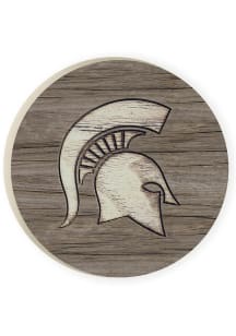 Michigan State Spartans 2.75 Woodgrain Car Coaster - Green