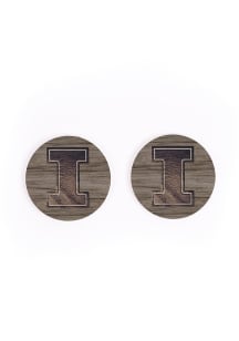 Illinois Fighting Illini Woodgrain Car Coaster - Orange