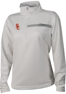 Columbia USC Trojans Womens White Heat Seal Skiff Guide Fleece Qtr Zip