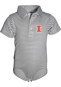 Illinois Fighting Illini Baby Charcoal Carson Striped Short Sleeve One Piece Polo