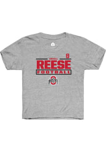 Arvell Reese Ohio State Buckeyes Youth Grey NIL Stacked Box Player Tee