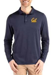 Cutter and Buck Cal Golden Bears Mens Navy Blue Coastline Long Sleeve Polo Shirt
