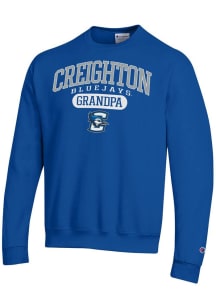 Champion Creighton Bluejays Mens Blue Pill Box Grandpa Powerblend Long Sleeve Crew Sweatshirt