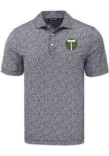 Cutter and Buck Portland Timbers Mens Black Pike Flora Short Sleeve Polo