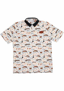 Oklahoma State Cowboys Mens White Toile Short Sleeve Fashion Polo