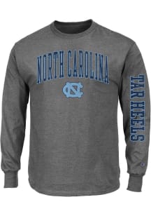 North Carolina Tar Heels Mens Grey Arch Logo Big and Tall Long Sleeve T-Shirt