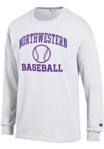 Champion Northwestern Wildcats White Baseball Icon Jersey Long Sleeve T Shirt