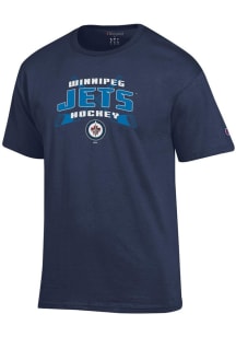 Champion Winnipeg Jets Navy Blue Hockey Sticks Team Name Jersey Short Sleeve T Shirt