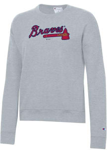 Champion Atlanta Braves Womens Grey Powerblend Crew Sweatshirt
