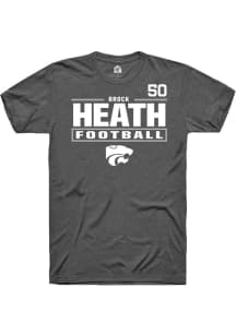 Brock Heath K-State Wildcats Dark Grey Football NIL Stacked Box Short Sleeve Player T Shirt