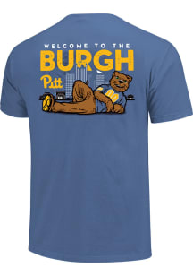 Pitt Panthers Blue Mascot Cityscape Map Short Sleeve T Shirt