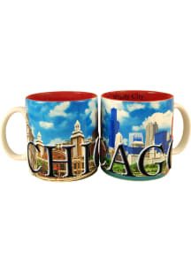 Chicago Color Relief 18 oz Ceramic Mug - Blue