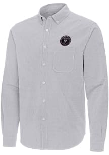 Antigua Inter Miami CF Mens Ash Porter Long Sleeve Dress Shirt