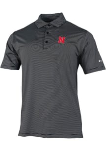 Columbia Nebraska Cornhuskers Mens Black Heat Seal Double Hit Short Sleeve Polo