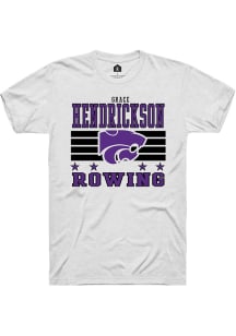 Grace Hendrickson K-State Wildcats White NIL Striped Short Sleeve Player T Shirt