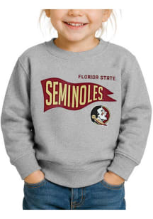 Little King Florida State Seminoles Toddler Grey Pennant Long Sleeve Crew Sweatshirt