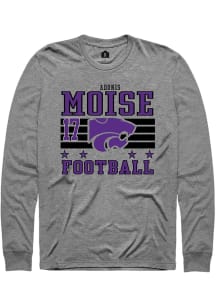 Adonis Moise K-State Wildcats Grey Football NIL Striped Long Sleeve Player T Shirt