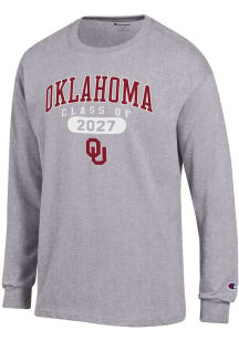Champion Oklahoma Sooners Grey Class of 2027 Jersey Long Sleeve T Shirt