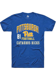 Cataurus Hicks Pitt Panthers Blue Football NIL Arch Logo Short Sleeve Player T Shirt