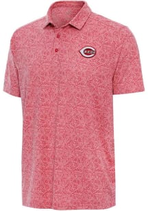 Antigua Cincinnati Reds Mens Red Tentril Short Sleeve Polo