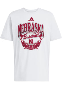 Adidas Nebraska Cornhuskers White 2026 Baseball Dugout Refresh Short Sleeve T Shirt