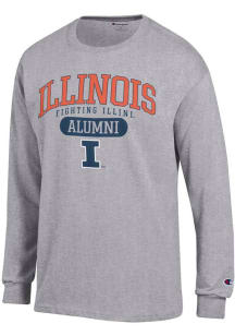 Champion Illinois Fighting Illini Grey Pill Alumni Jersey Long Sleeve T Shirt