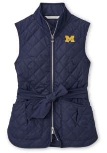 Peter Millar Michigan Wolverines Womens Navy Blue Scout Diamond Quilted Vest