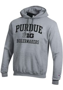 Champion Purdue Boilermakers Mens Grey Big Ten Powerblend Long Sleeve Hoodie