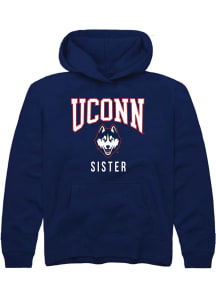 Summit Sportswear UConn Huskies Youth Navy Blue Sister Long Sleeve Hoodie