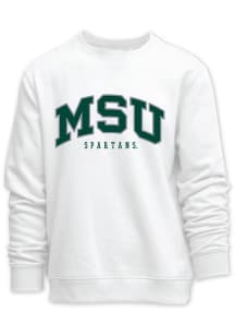 Michigan State Spartans Mens White MSU Long Sleeve Crew Sweatshirt